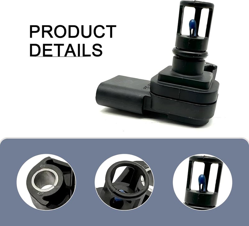 Sephile 1 PC Automotive Intake Air Pressure and Temperature Sensor, Manifold Pressure Sensor, Car Air Intake Switch Replacement, Compatible with OE: 12681993 082800-0630 (Black) - Image 3